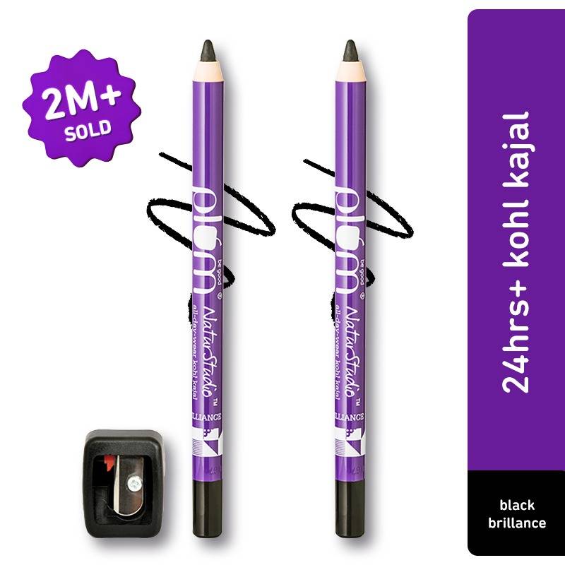 Plum Natur Studio All-Day-Wear Kohl Kajal - Black Brilliance (Pack Of 2)