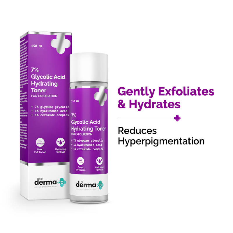 The Derma Co 7% Glycolic Acid Hydrating Toner for Exfoliation and All Skin Types